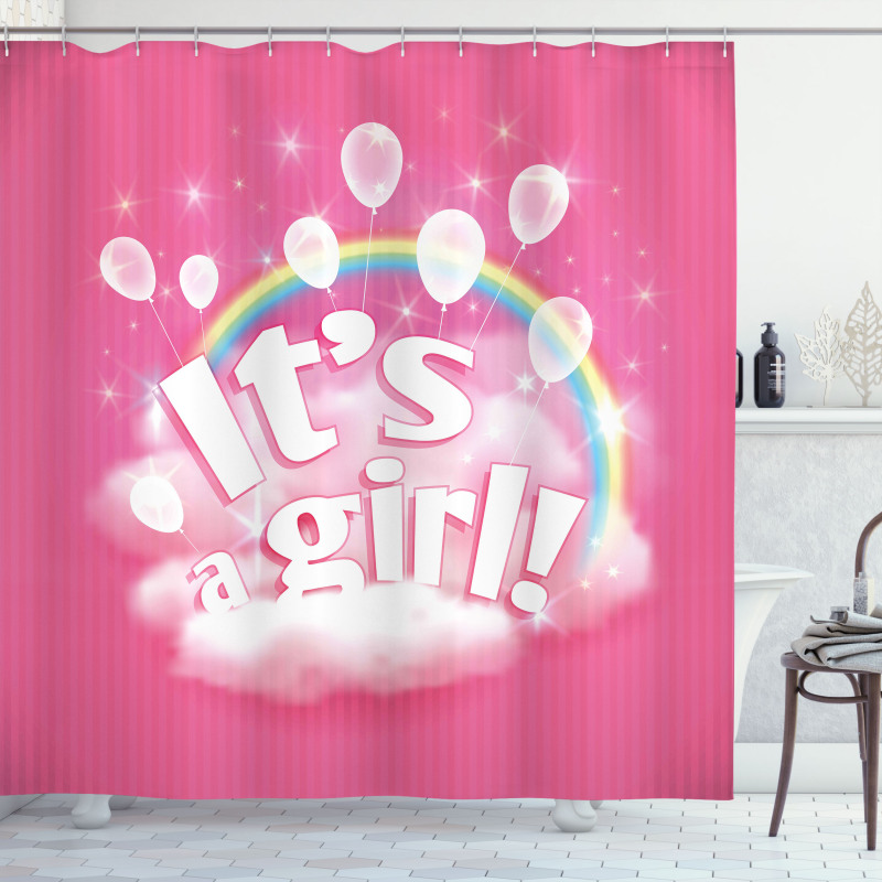Its a Girl Words Shower Curtain
