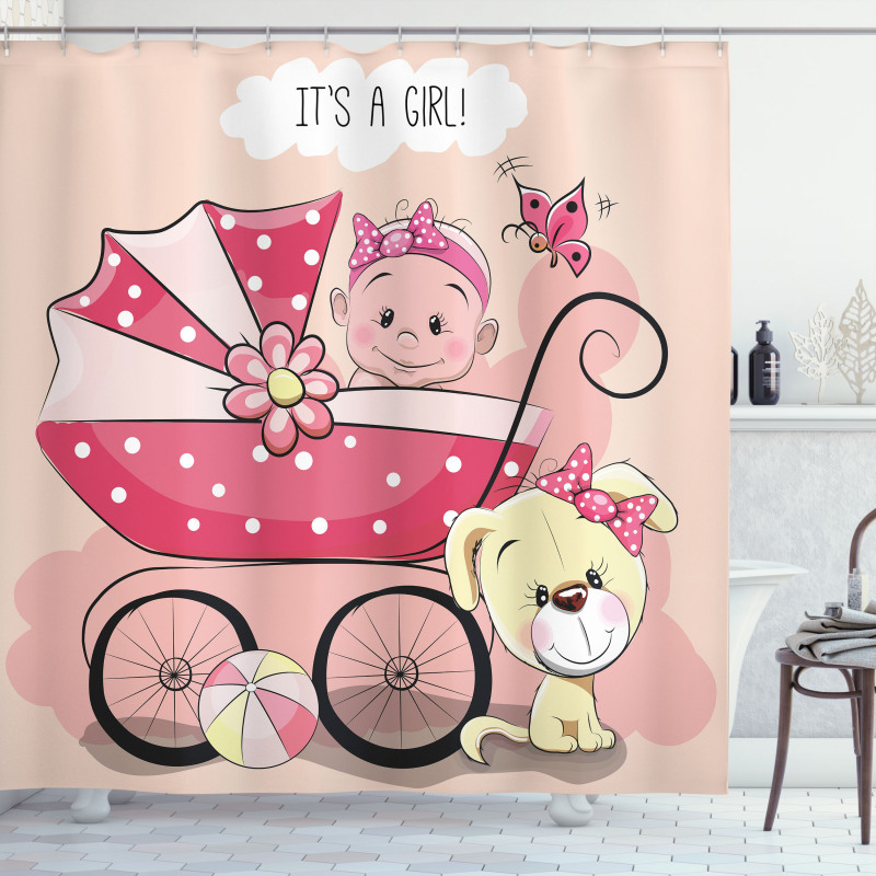 Puppy Carriage Shower Curtain