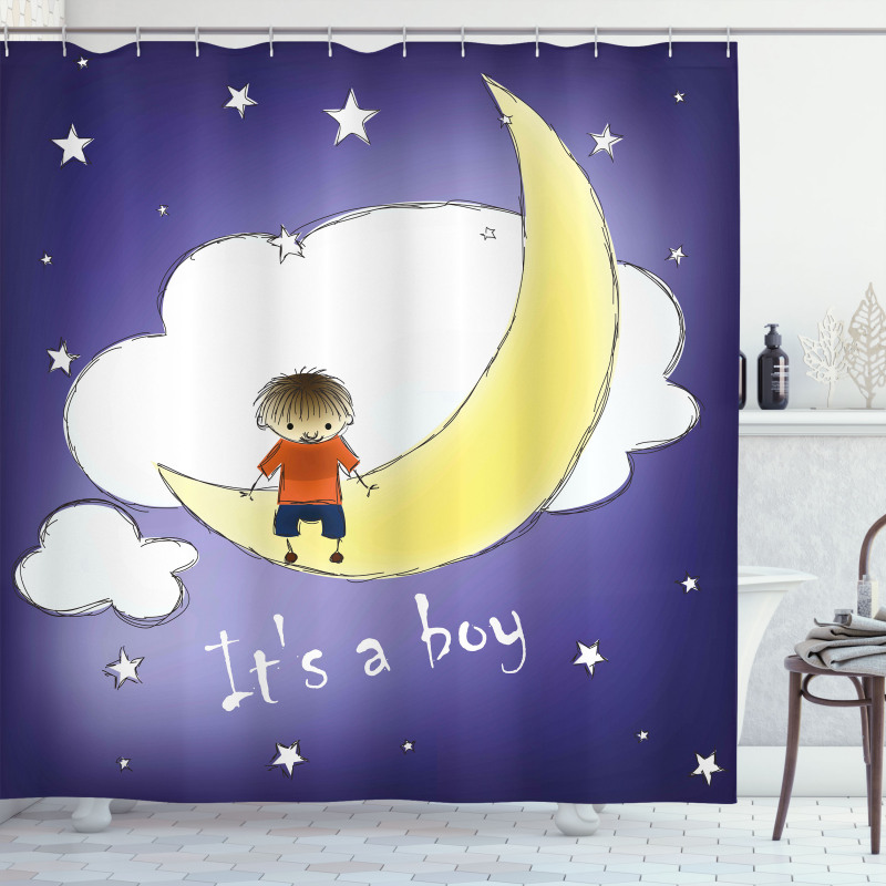 Boy Baby Sky Greeting Shower Curtain