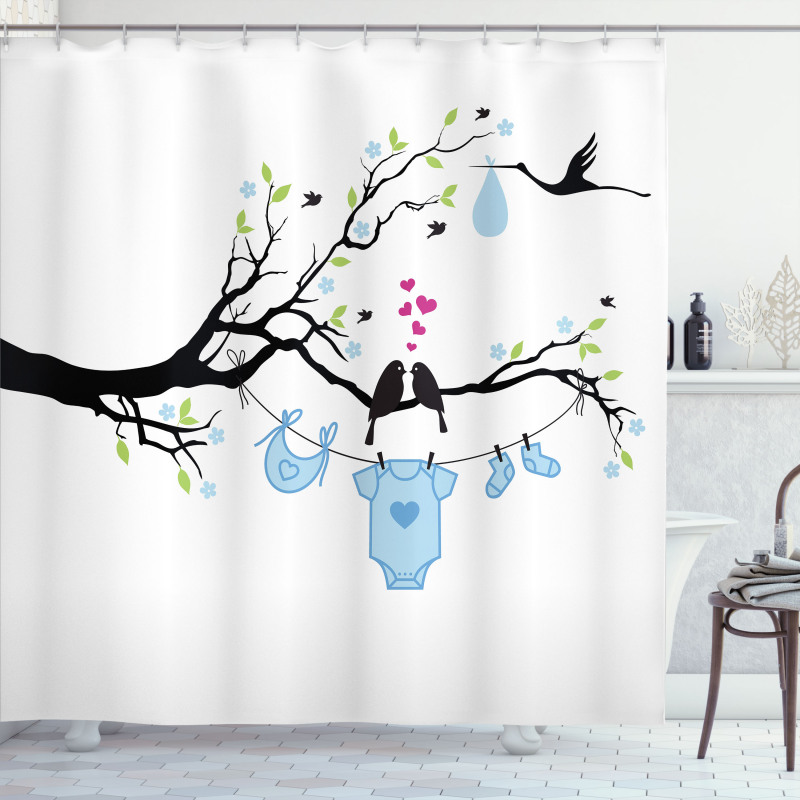 Birds Child Clothes Shower Curtain