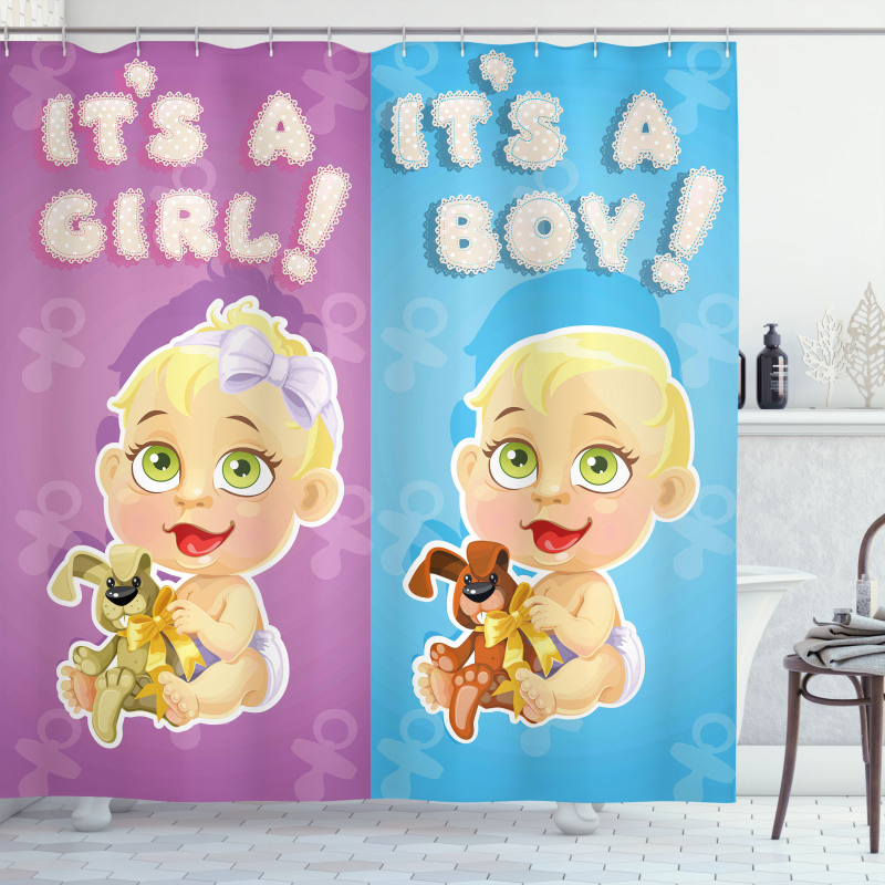 Girl Boy Dogs Shower Curtain