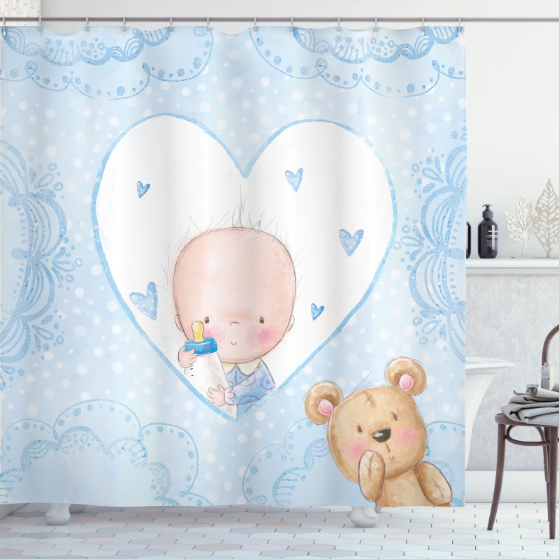 Baby Boy Teddy Bear Shower Curtain