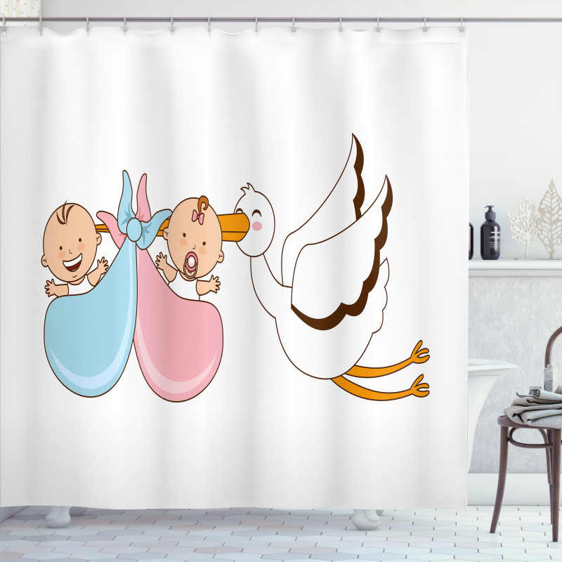Babies Stork Playroom Shower Curtain