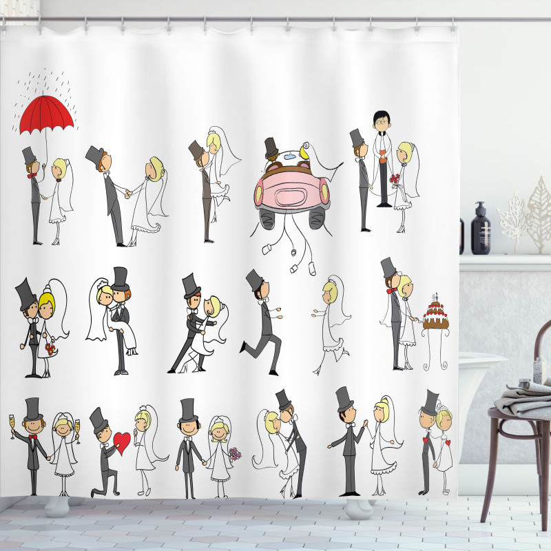 Cartoon Couple Funny Shower Curtain