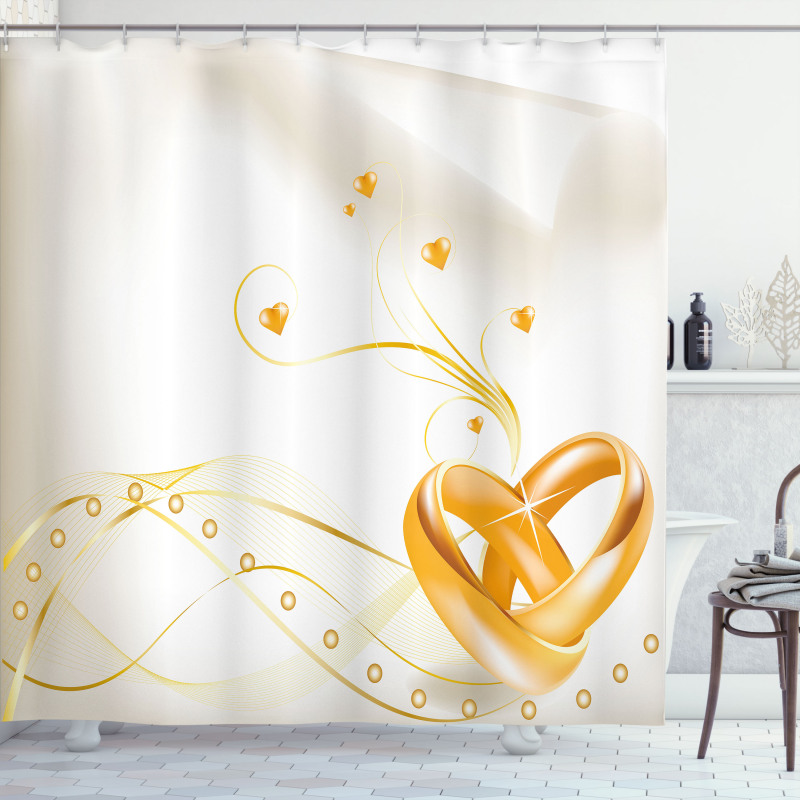 Rings Heart 3D Style Shower Curtain