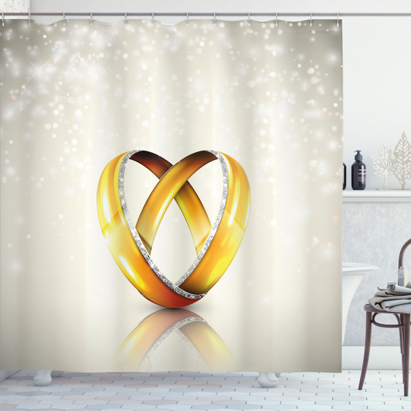 Pair of Rings Marriage Shower Curtain