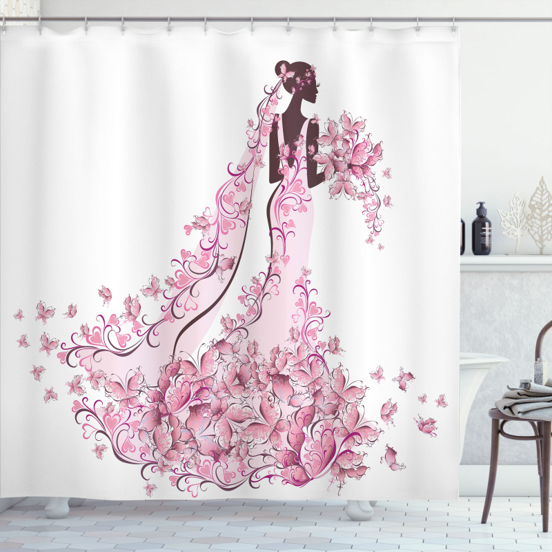 Floral Bridal Gown Shower Curtain