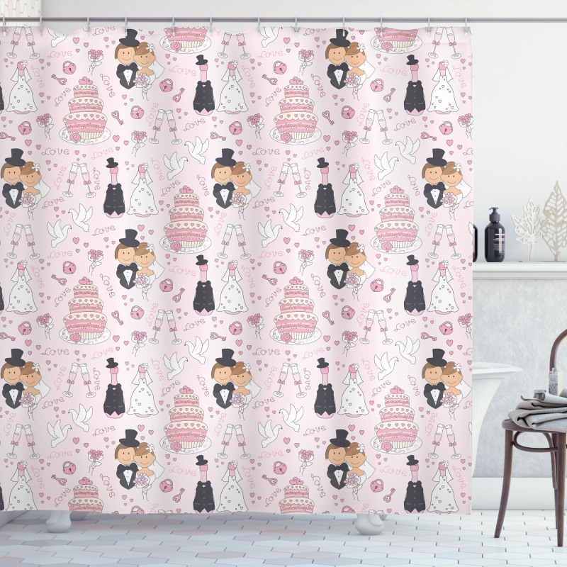 Drawing Pattern Wedding Shower Curtain