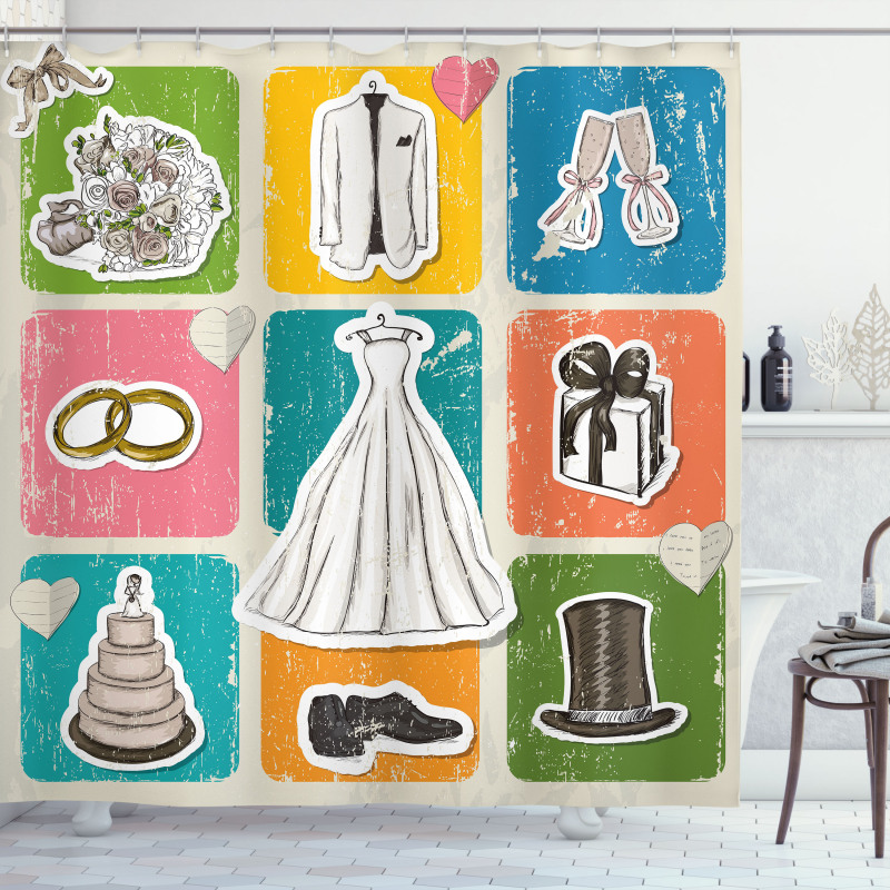 Wedding Theme Poster Shower Curtain
