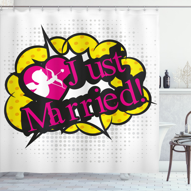 Pop Art Cupid Married Shower Curtain
