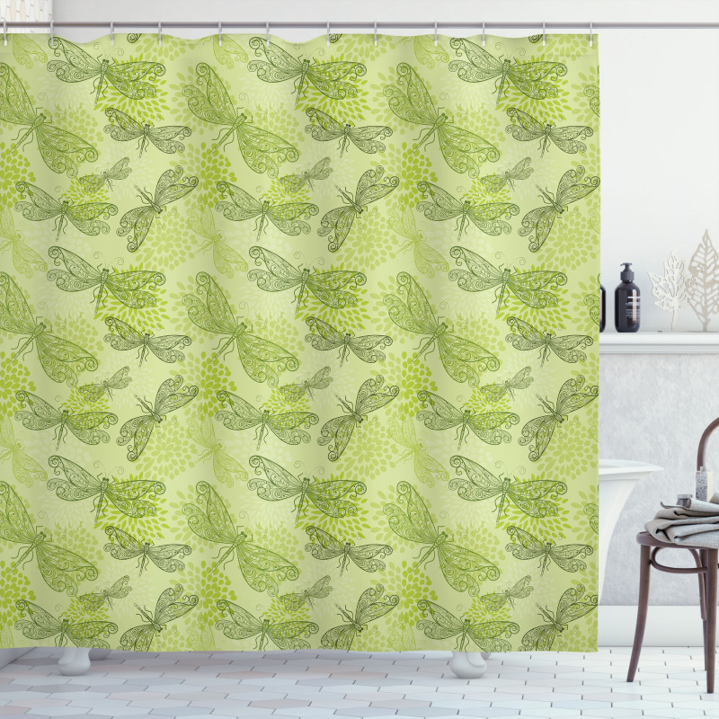 Floral Dragonfly Wings Shower Curtain