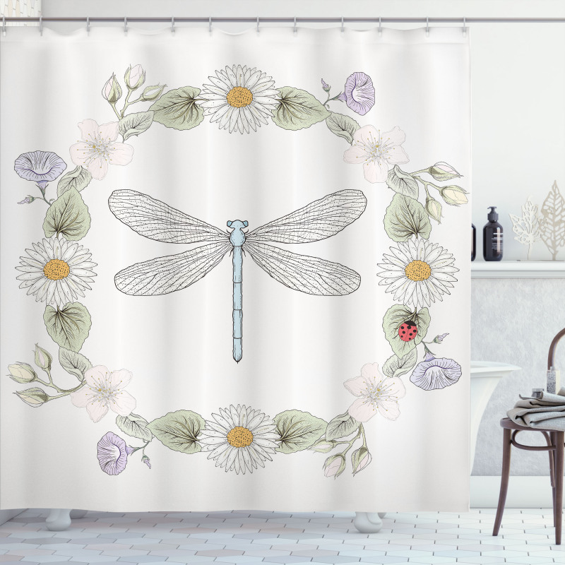 Farm Life Theme Dragonfly Shower Curtain