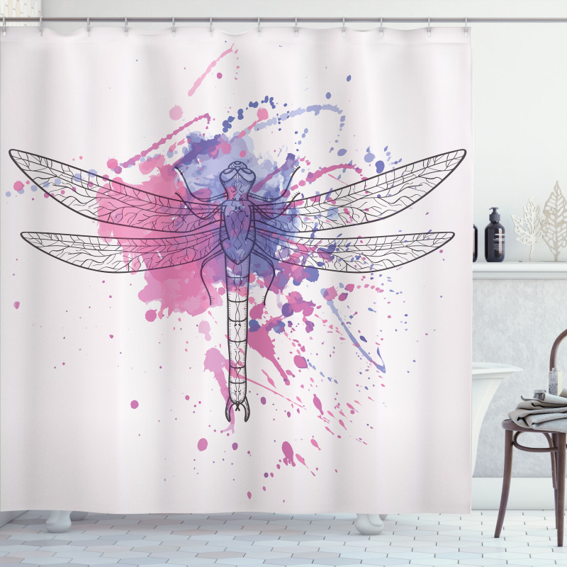 Grunge Moth Dragonfly Shower Curtain