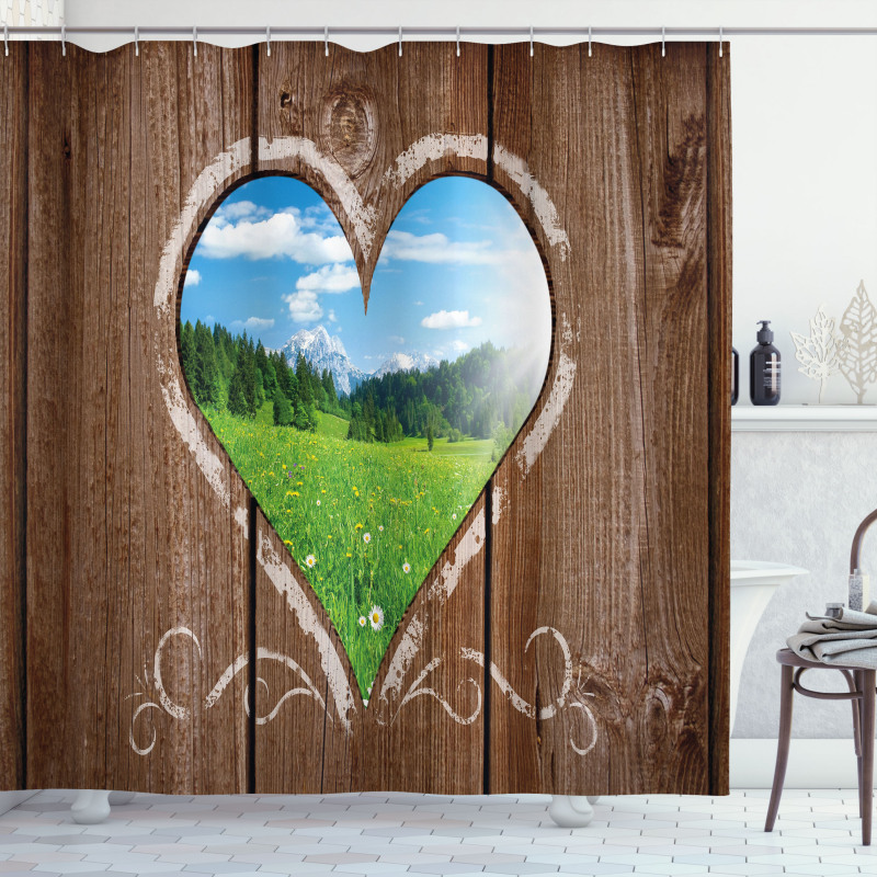 Farm House Chalk Heart Shower Curtain