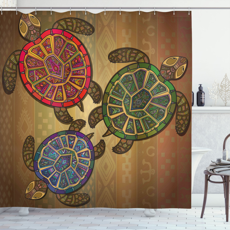 3 Turtles Ornamental Shower Curtain