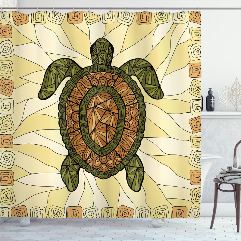 Turtle Zentangle Artwork Shower Curtain