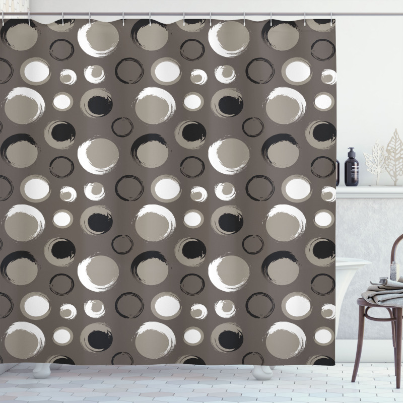 Dots Brushstrokes Grunge Shower Curtain