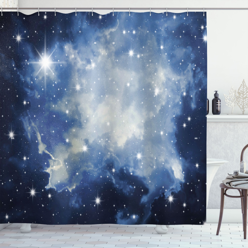 Blue Galaxies Shower Curtain