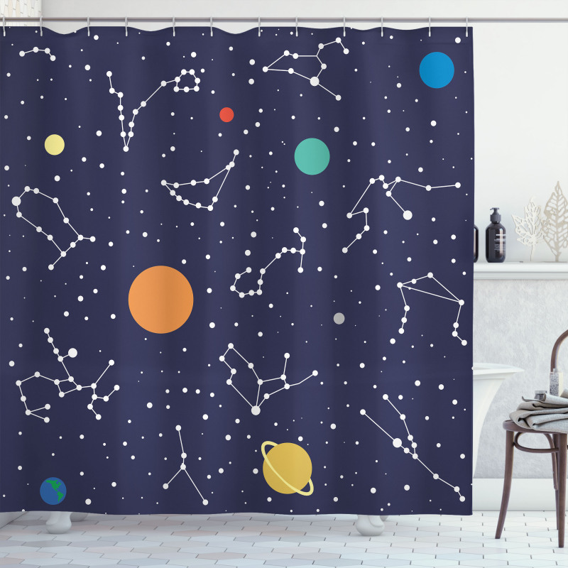 Zodiac Planets Shower Curtain