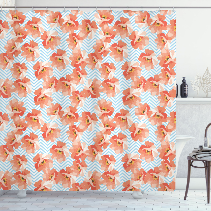 Romantic Poppy Flowers Shower Curtain