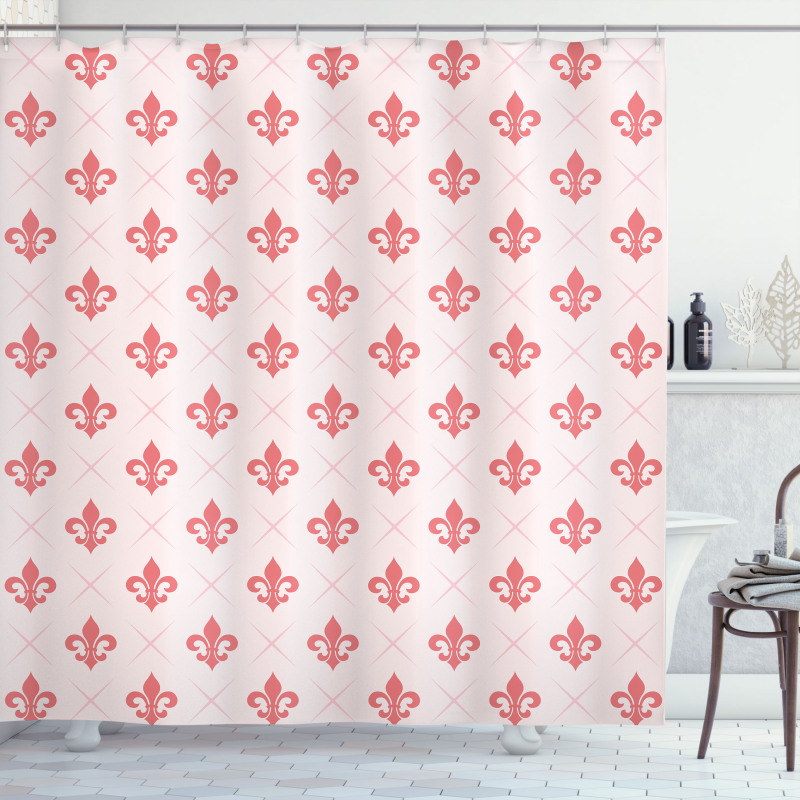 Checkered Fleur De Lis Shower Curtain