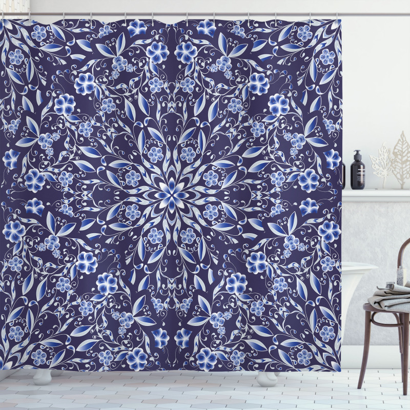 Chinese Style Floral Shower Curtain