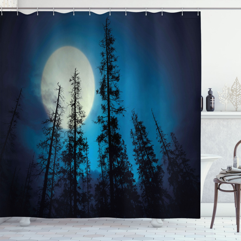 Spooky Forest Moon Shower Curtain