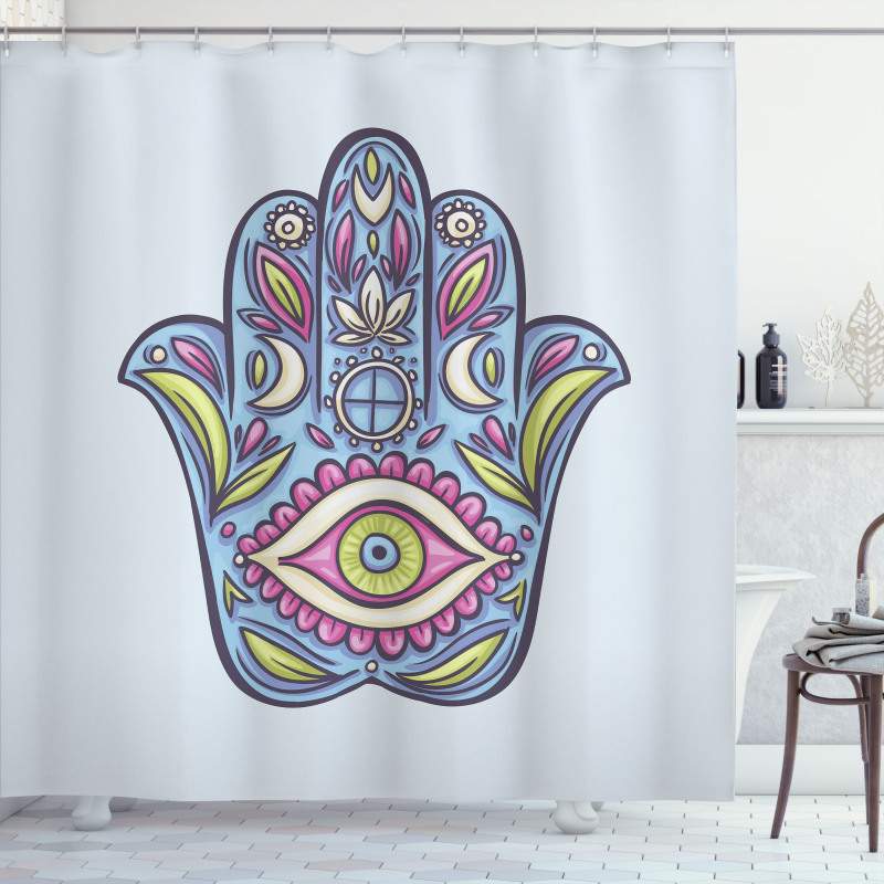 Doodle Colorful Hamsa Shower Curtain