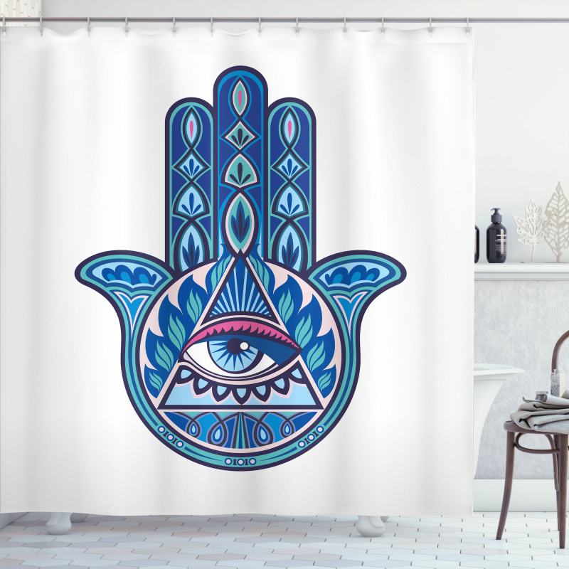 Vibrant Hamsa Triangle Shower Curtain