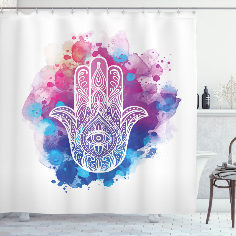 Watercolor Hamsa Art Shower Curtain