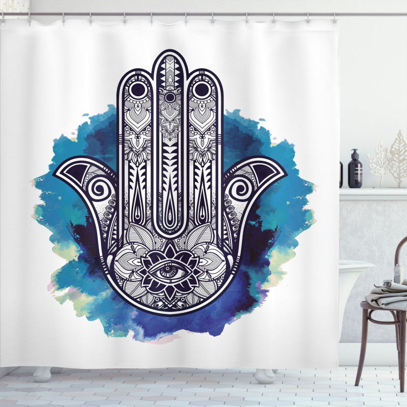 Hamsa Brushstrokes Shower Curtain