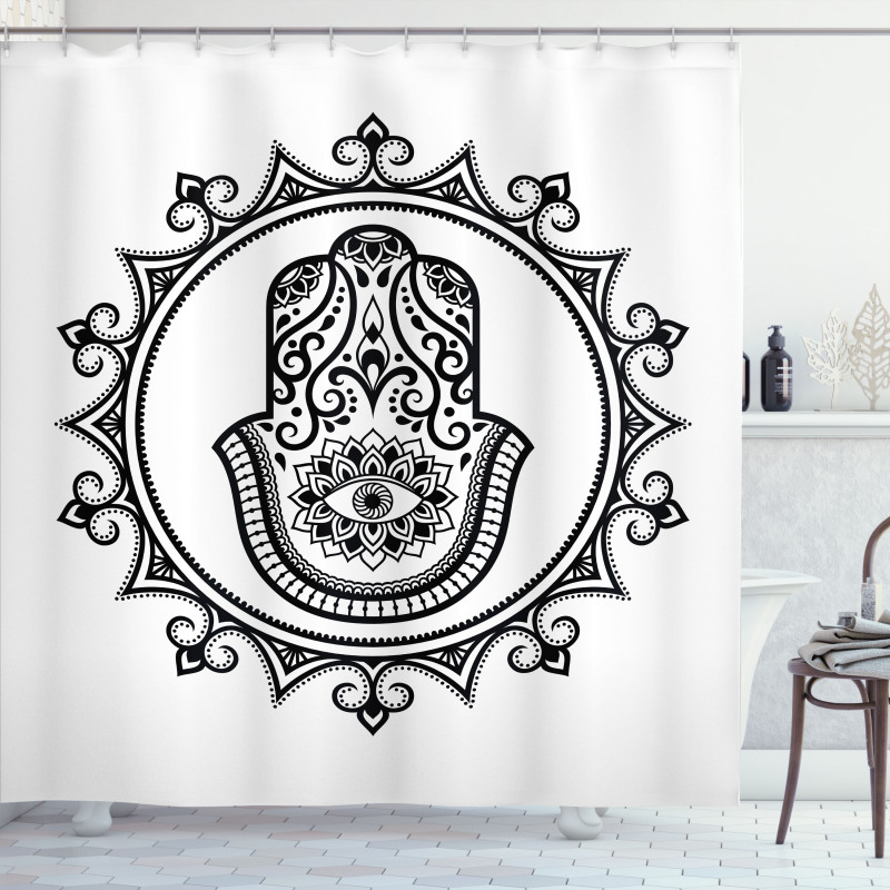 Hamsa Mandala Shape Shower Curtain