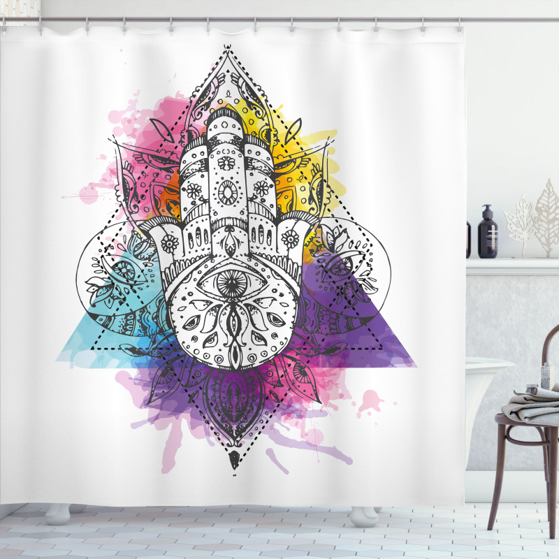 Hamsa Triangle Art Shower Curtain