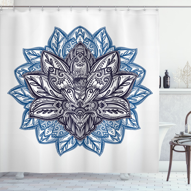 Boho Lotus Flower Shower Curtain