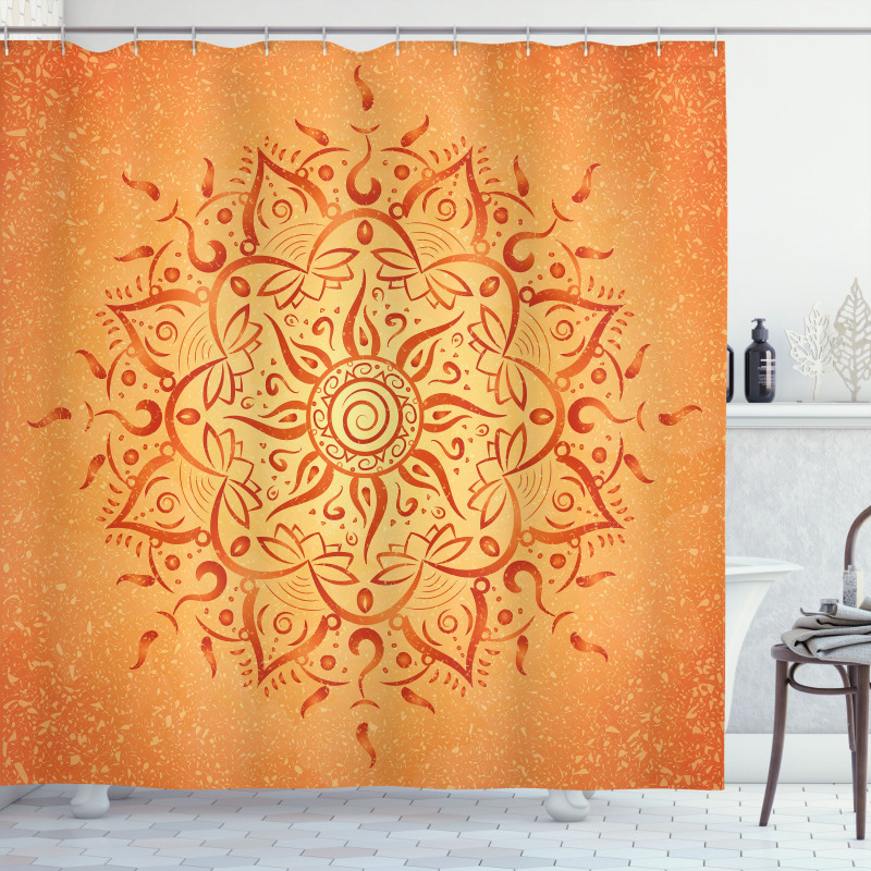 Orange Mandala Shower Curtain