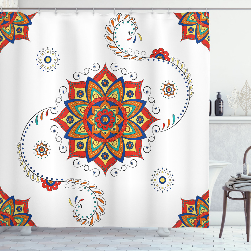 Lotus Inspired Swirled Shower Curtain