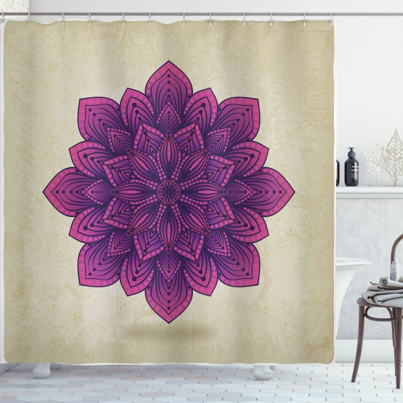 Purple Retro Motif Shower Curtain