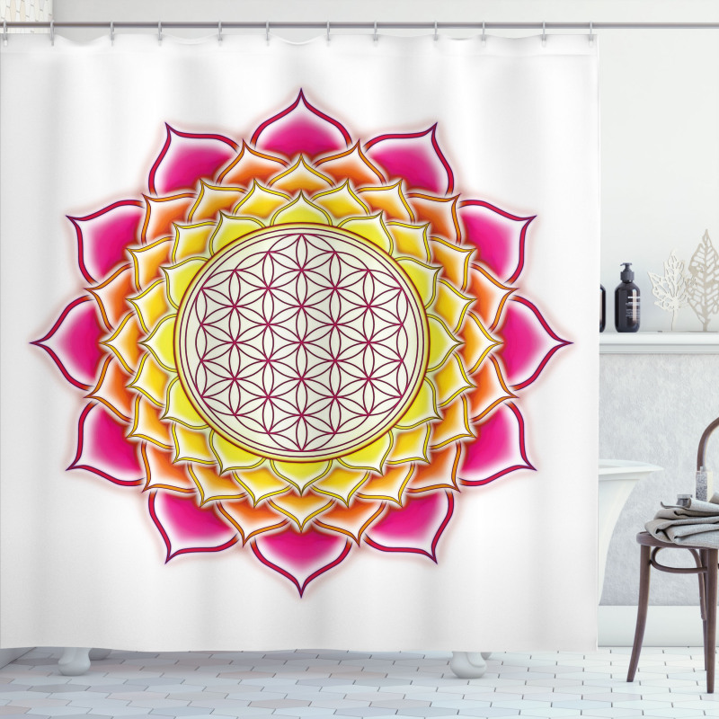Flower of Life Lotus Vivid Shower Curtain