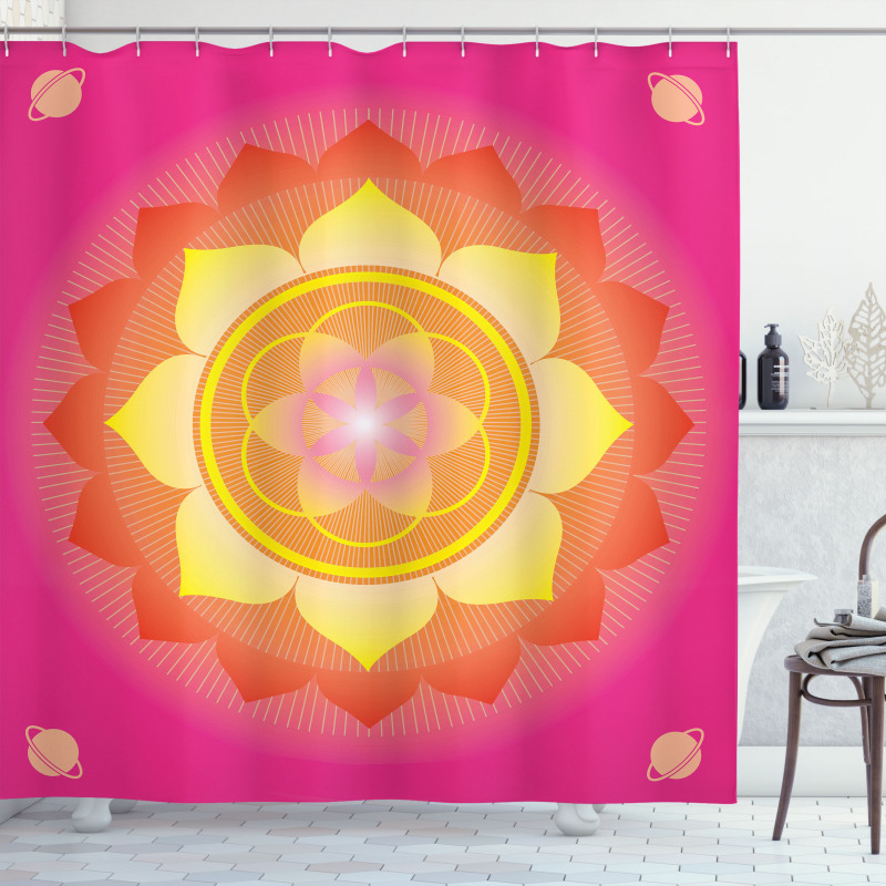 Lotus Planet Astral Cosmic Shower Curtain