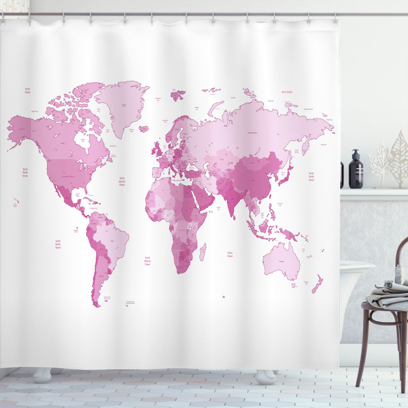 World Map Continents Shower Curtain