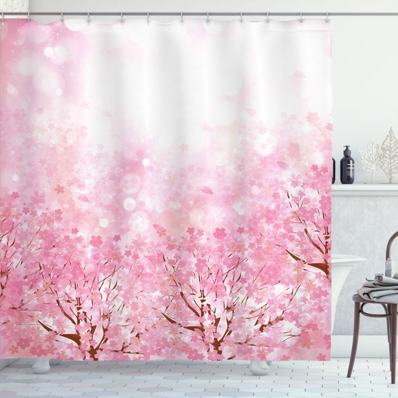 Romatic Sakura Tree Shower Curtain