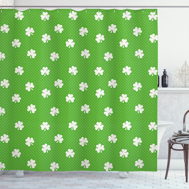 Polka Dots and Shamrocks Shower Curtain