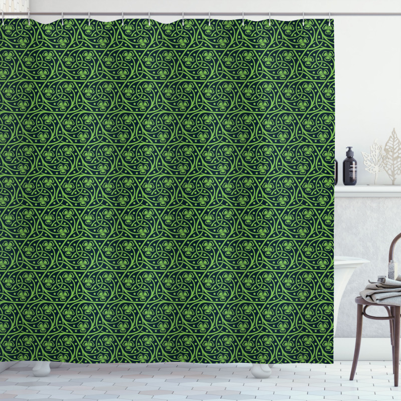 Intricate Clover Twigs Shower Curtain