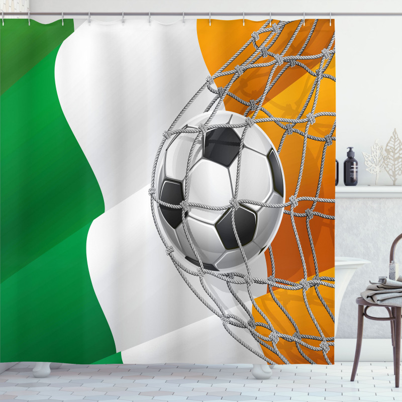Soccer Ball in Net Goal Shower Curtain
