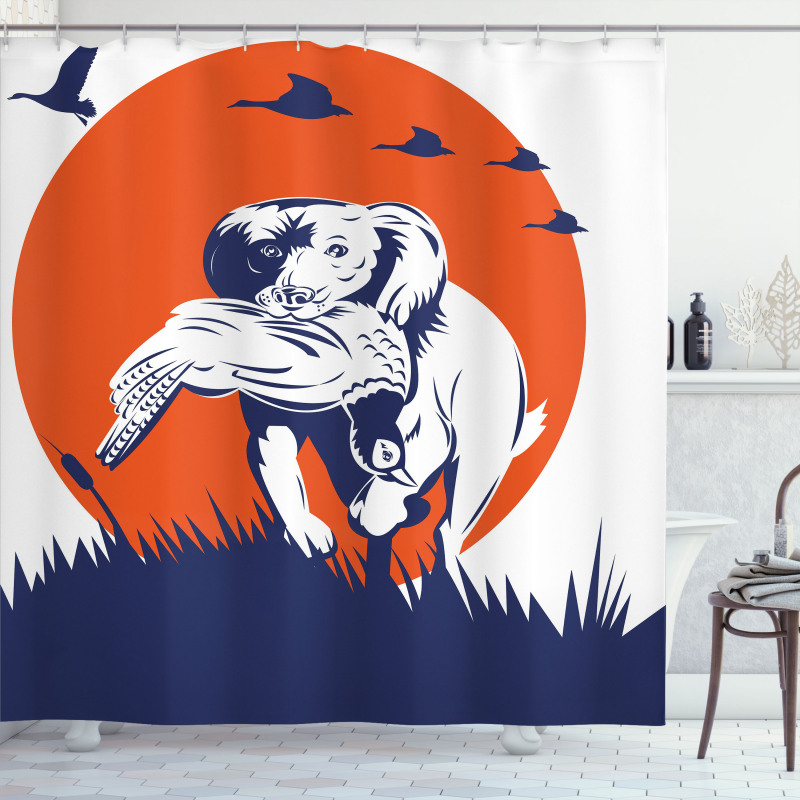 Cocker Dog and Ducks Shower Curtain