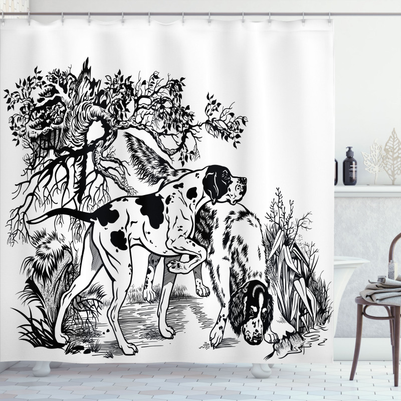 Dogs in Forest Shower Curtain