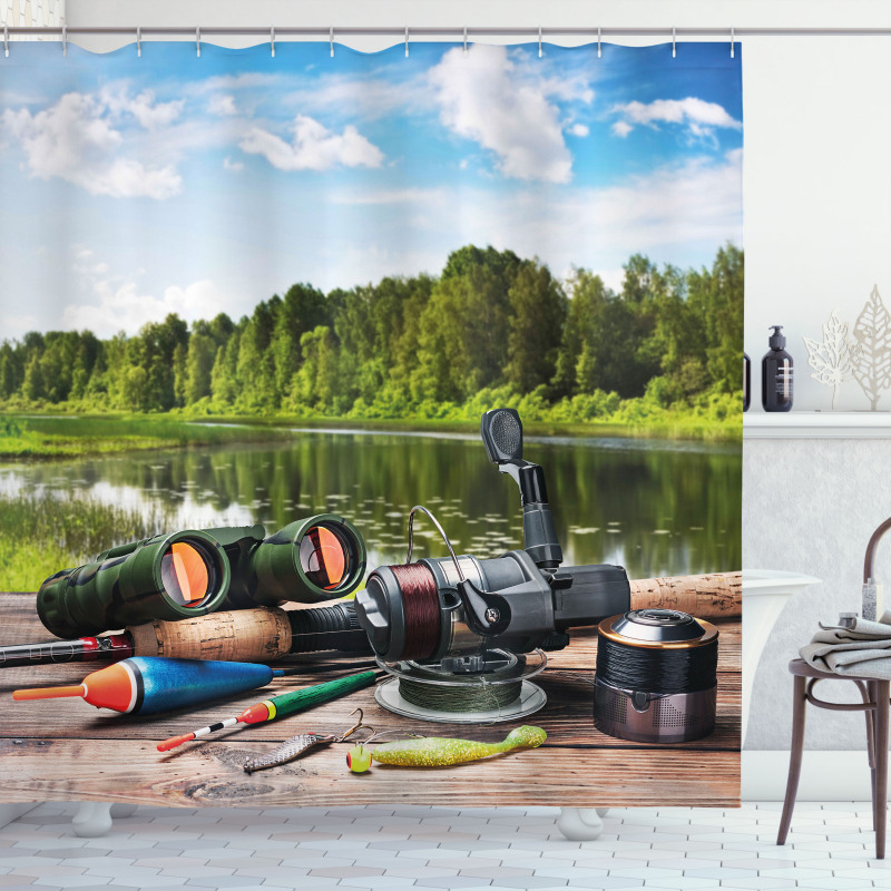 Fishing Tackle Shower Curtain