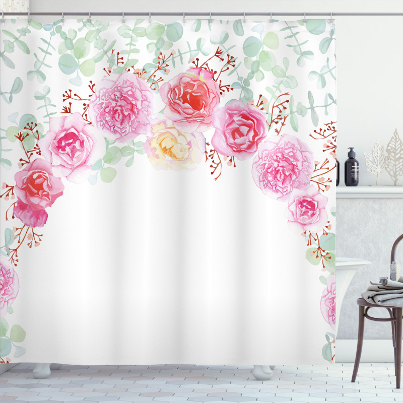 Floral Wreath Peony Shower Curtain
