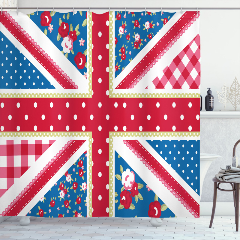 British Flag Floral Shower Curtain