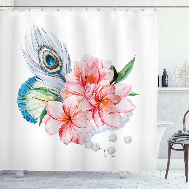 Peony and Peacock Shower Curtain